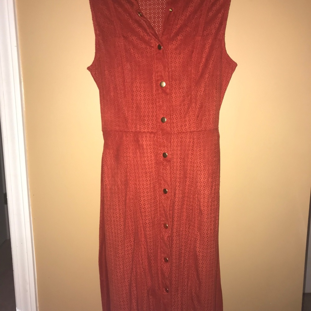Eve Mendel Suede Auburn Midi Dress